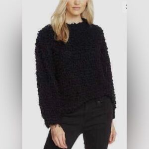 Vince Camuto Womens Popcorn Knit Eyelash Fuzzy Sweater Black XL